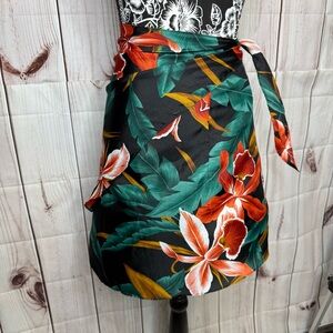VTG 90s Hilo Hattie Wrap Skirt Aloha Print Sz OS Hawaiian Retro Orchid Tropical